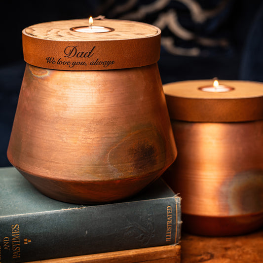 Montpellier Copper Urn Complemented With Cognac Leather
