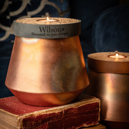 Montpellier Copper Urn With Deep Smoke Leather Band